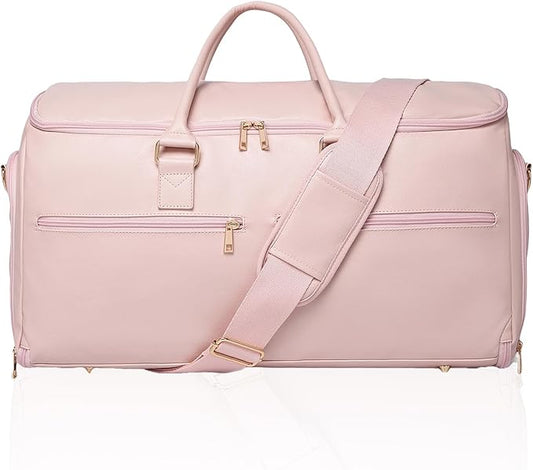 seyfocnia Convertible Travel Garment Bag, Carry On Garment Bag for Women, 2 in 1 Hanging Suitcase Suit Business Travel Bag Weekender Bag, Pink
