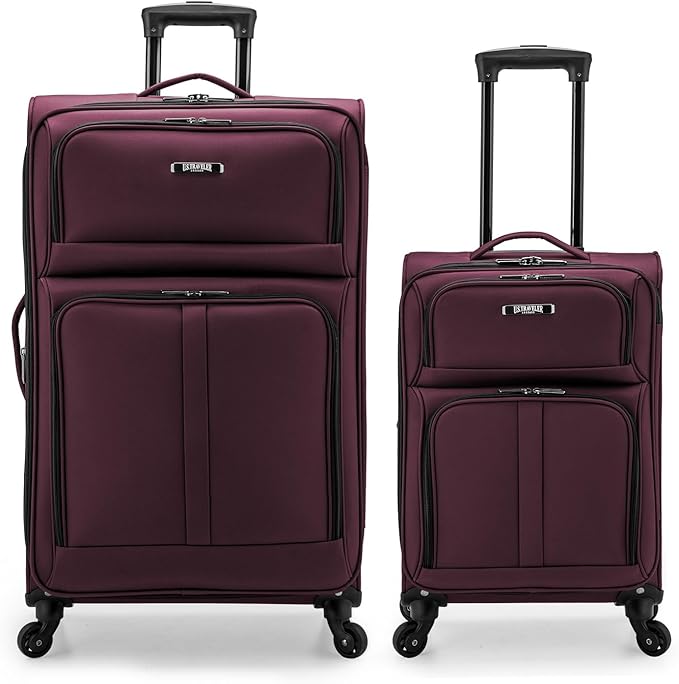 U.S. Traveler Anzio Softside Expandable Luggage with Spinner Wheels, Burgundy, 2-Piece Set (22/30)