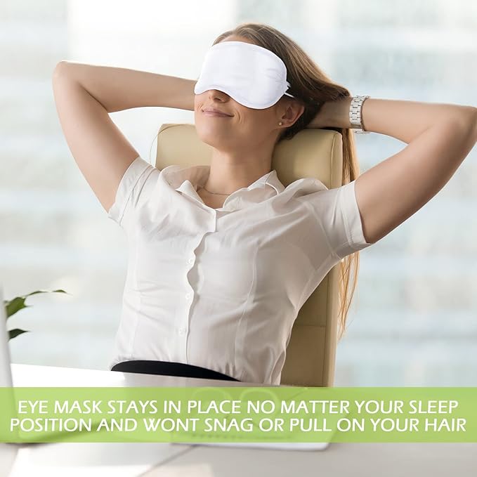 Tarpop 200 Pcs Eye Mask Sleeping Blindfold Eye Cover with Adjustable Strap for Games Party Team Building Travel Individually Wrapped Sleep Mask for Women Men (White)