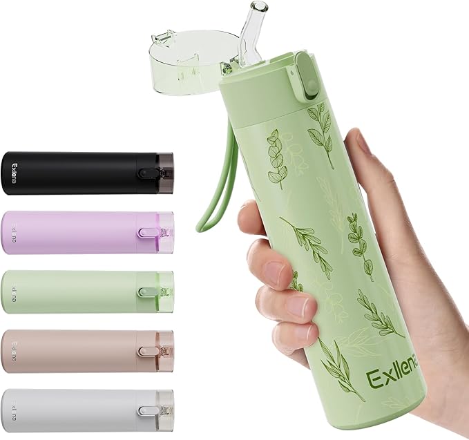 9oz Small Water Bottles with Straw, Mini Water Bottle with One-Hand Open Design, Leak-Proof Locking Lid for Hot&Cold Drinks, Small Travel Water Bottle - 100% Leakproof for School, Travel...(Floral)