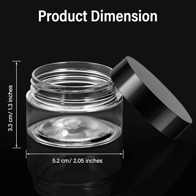 Patelai 4 Pieces Round Wide-mouth Leak Proof Plastic Container Jars with Lids for Travel Storage Makeup Beauty Products Face Creams Oils Salves Ointments DIY Making(1 Ounce,Black)