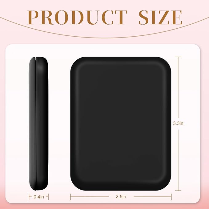 Kakuje Compact Mirror, 1X/3X Magnification LED Pocket Mirror with Nternal BIattery, Mini Mirror for Purse, Pocket,Travel and Present (Black)