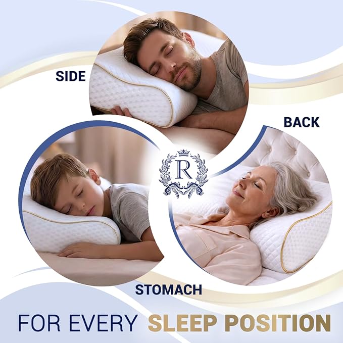 Cervical Memory Foam Pillow – 4-Layer Adjustable King Size Contour Design for Side Sleepers, Neck Support & Pain Relief, Orthopedic, CertiPUR-US Certified