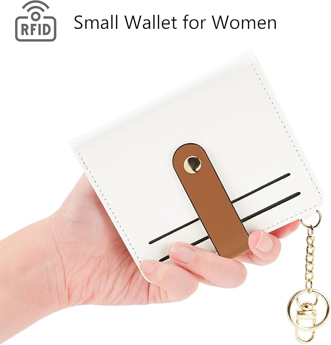 Airkit Small Wallets Woman RFID Blocking Leather Credit Card Holder - with ID Window - Card Wallets for Women - with Zipper Coin Purse - Keychain Wallet
