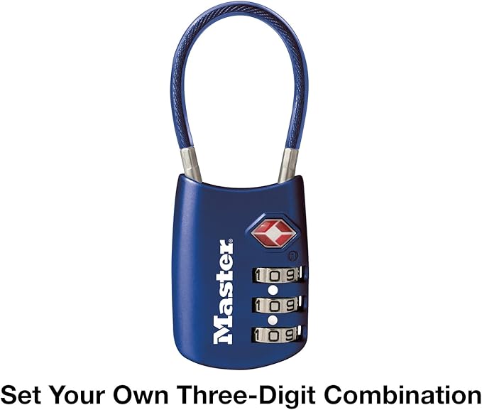 Master Lock Blue Set Your Own Combination TSA Approved Luggage Lock, Travel Zipper Padlock is Perfect for Suitcases, Bags, or Backpacks, 2 pk, 4688BLUEC2