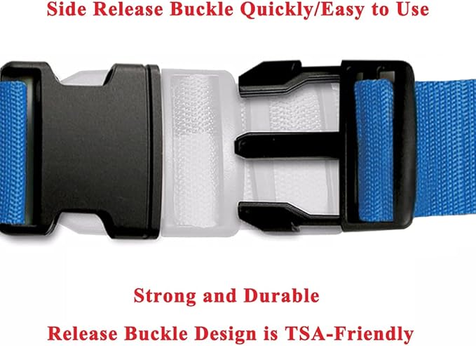 2 Pack Luggage Straps, Bright Colors Adjustable Suitcase Belts with Quick Release Buckle (DarkBlue)
