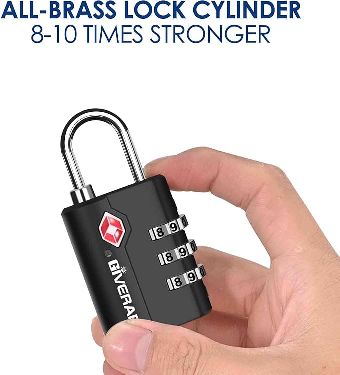 2 Pack TSA Approved Travel Luggage Locks, Suitcase Combination Lock, Keyless 3-Digit Zipper Padlocks, TSA Accepted Compatible Padlock for Gym Locker, Golf Bag Case, Backpack-Black