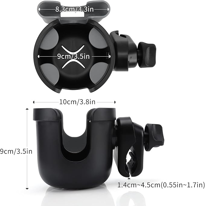 Accmor Stroller Cup Holder with Phone Holder, Bike Cup Holder, Universal Cup Holder for Uppababy Nuna Doona Strollers, 2-in-1 Cup Phone Holder for Stroller Bike Wheelchair Walker Accessory