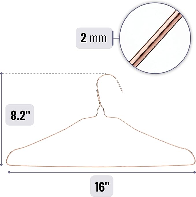 Mr. Pen- Rose Gold Metal Hangers, 10 Pack - Wire Coat Hangers for Clothes