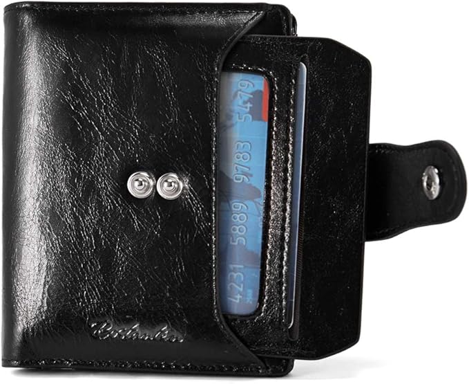 BOSTANTEN Women Leather Wallet RFID Blocking Small Bifold Zipper Pocket Wallet Card Case Purse with ID Window