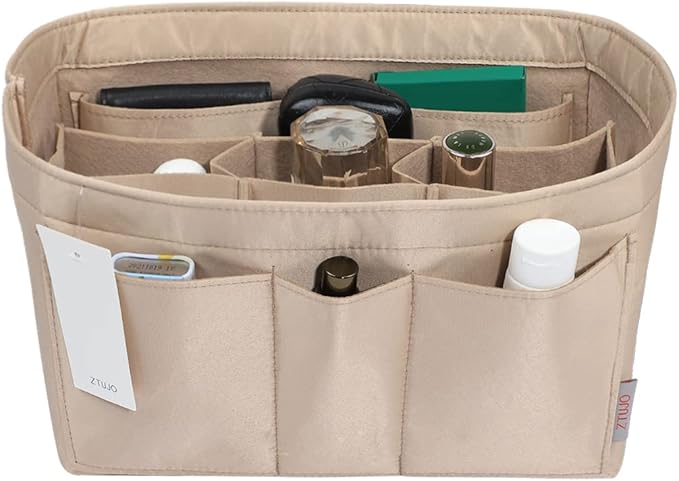 ZTUJO Purse Organizer Insert, Felt Bag Organizer For Handbag, 13 Colors, 6 Sizes (Small, Silky Beige)