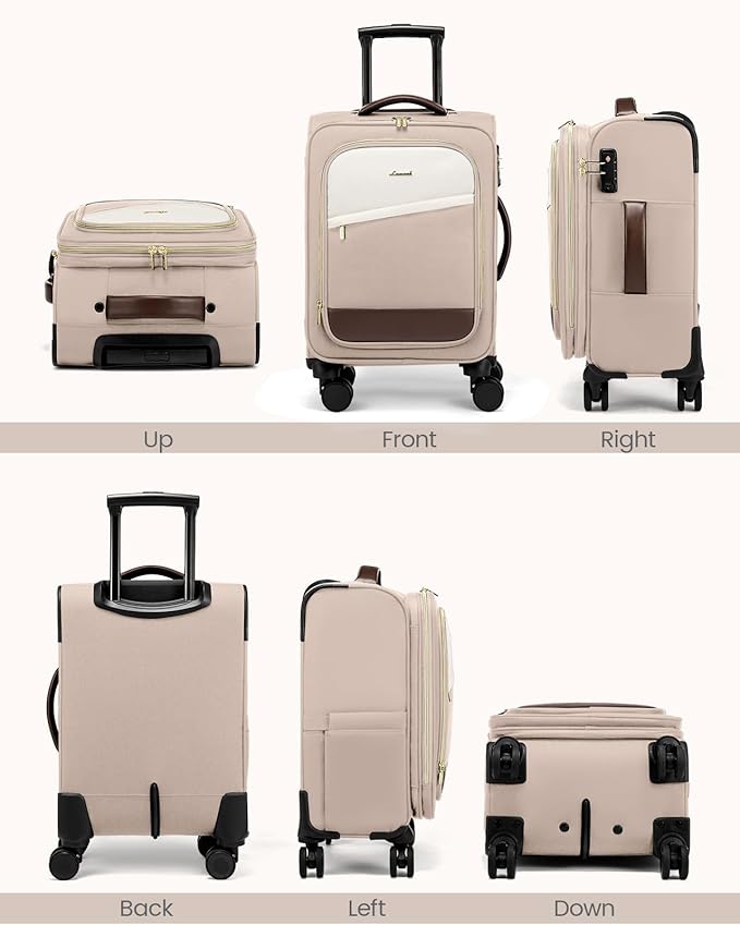 LOVEVOOK 4 Pcs Carry On Luggage 22x14x9 Airline Approved, 20 Inch Carry On Suitcases with Wheels, Softside Rolling Suitcase for Women Men, with TSA Lock Weekender Travel Luggage