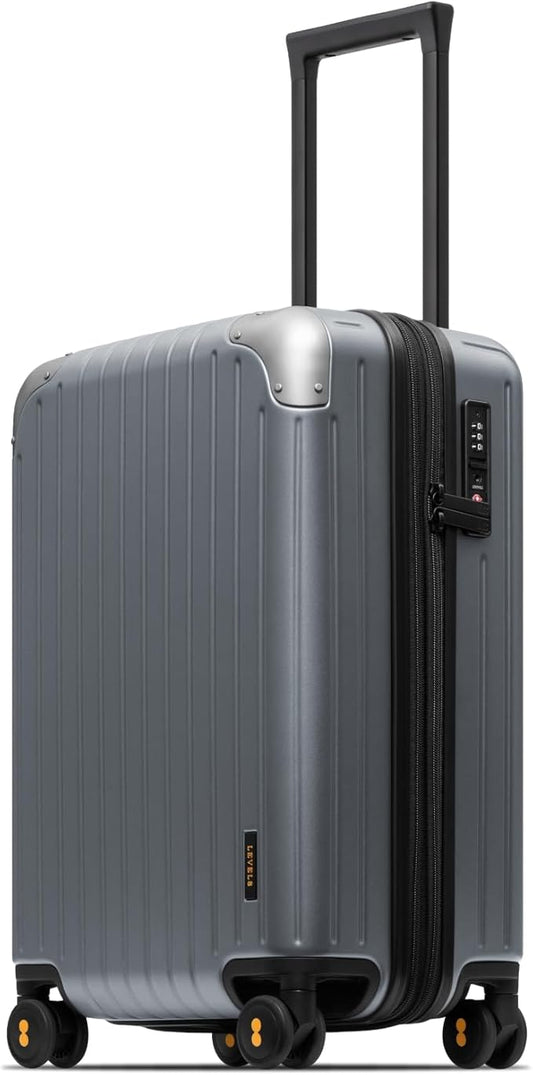 LEVEL8 Carry on Luggage Airline Approved, Hardshell Suitcases with Spinner Wheels, PC Expandable Luggage, 20 Inch, Gray