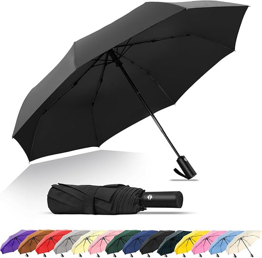 SoulRain Travel Umbrella - Compact Umbrella for Rain - Perfect Large Auto Folding Umbrella - Ideal Car umbrella, Small umbrella, and Travel Companion