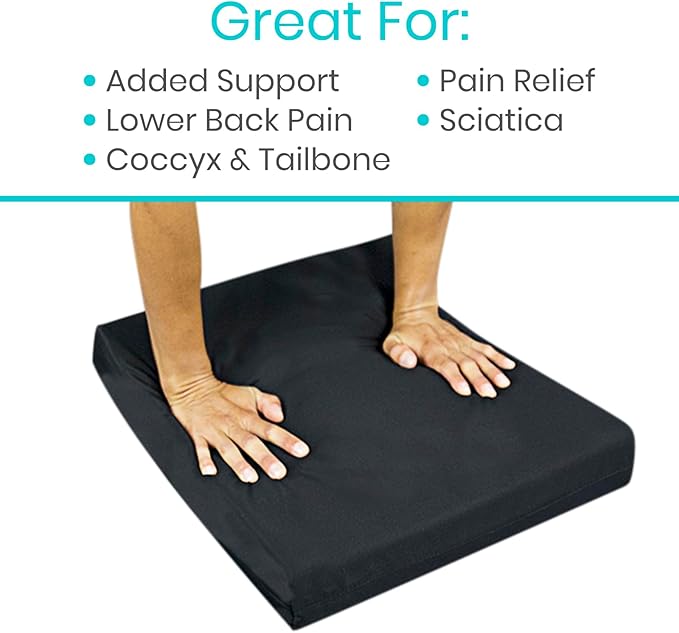 Vive Wheelchair Cushion - Gel Seat Pad for Coccyx, Orthopedic Back Support, Sciatica & Tailbone Pain Relief - Waterproof Cover + 4 Layer Foam Support & Comfort for Pressure Sore & Ulcers