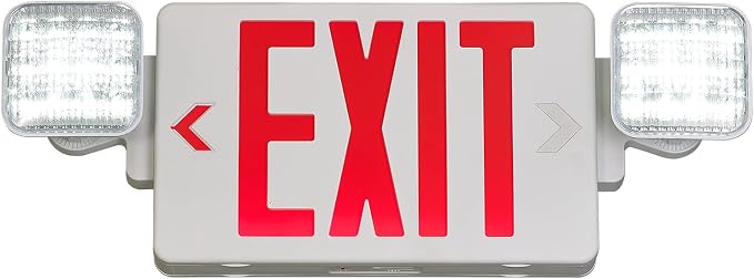 TANLUX Red Exit Sign with Emergency Lights, LED Emergency Exit Light with Battery Backup, UL Listed, AC 120/277V, Commercial Emergency Lights Combo for Business - 6 Pack