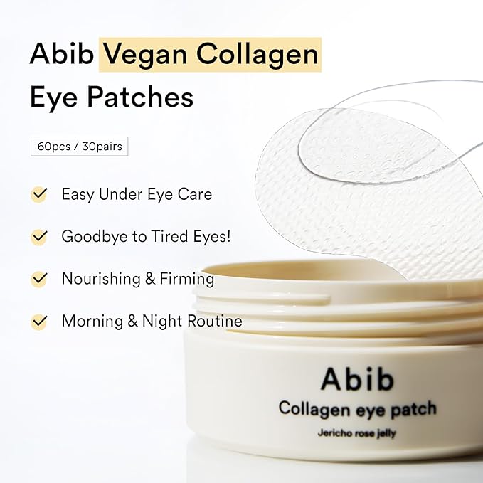 Abib Collagen Peptide Eye Patches for Wrinkles & Fine Line with Jericho Rose Jelly, 60 Count, Korean Skin Care