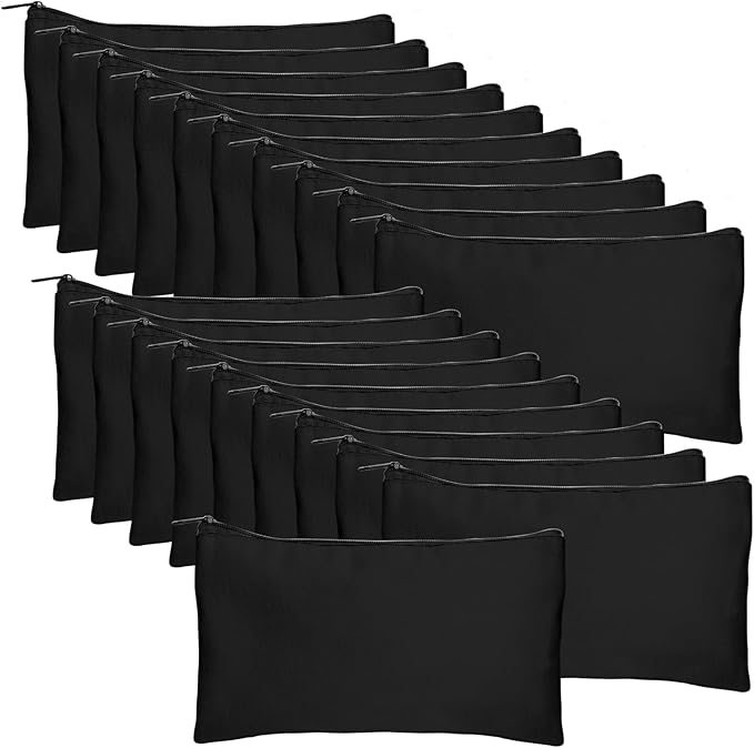 Legigo Blank Canvas Bag Zipper Pouch Makeup Bags Bulk - Multi-Purpose Canvas Pencil Pouch with Sturdy Zipper, Cosmetic Bag Travel Toiletry Bag for DIY Craft Projects, Storage (8.3 x 5 inches)
