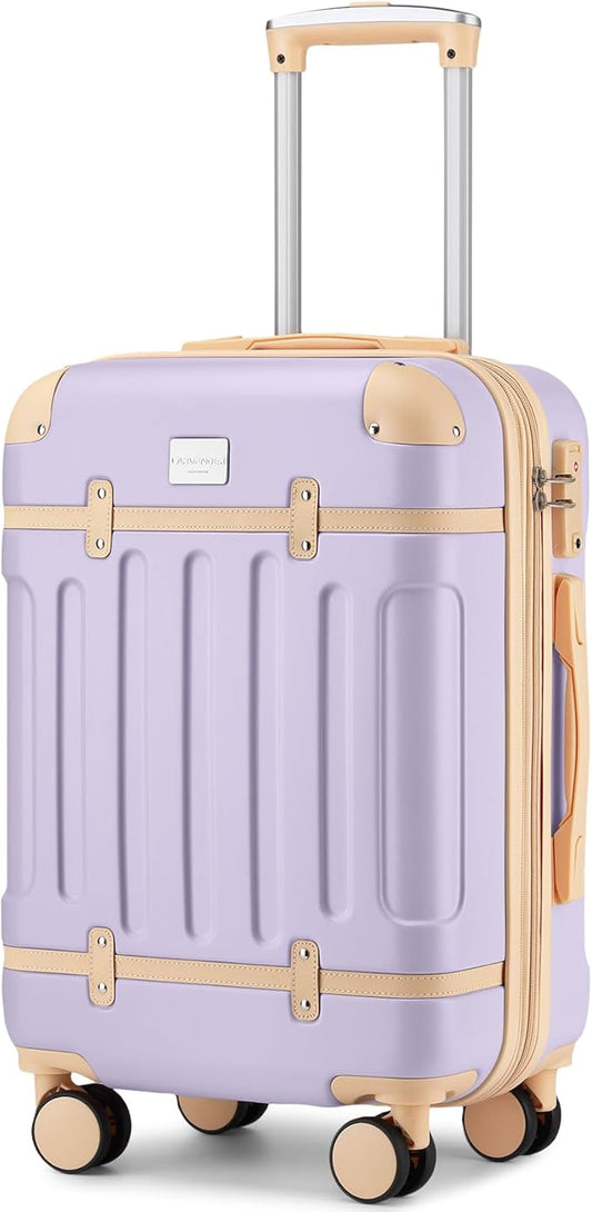 LARVENDER Carry On Luggage 22x14x9 Airline Approved with Spinner Wheels, Expandable 20 Inch Luggage with TSA Lock, Hard Shell Carry On Suitcases for Women Men, Lavender