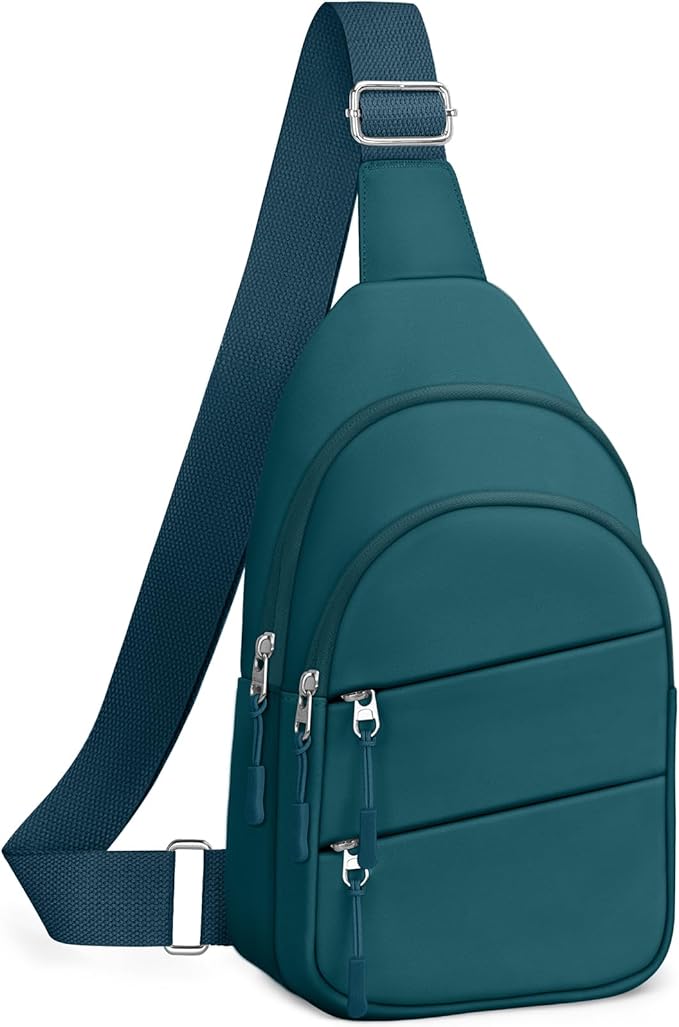 Tuwubi Crossbody Bags for Women, Sling Bag for Men, Small Hiking Backpack Anti Theft Lightweight for Outdoors Travel （M, Teal Blue）