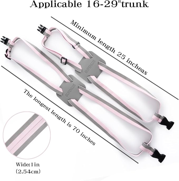 Travel Belt for Luggage Straps Add a Bag Bungees Luggage Strap Over Handle Suitcases Belt for Carry On Bag Elastic Belt Adjustable Suitcase Strap Airport Travel Accessories (Pink/Grey 1pcs)
