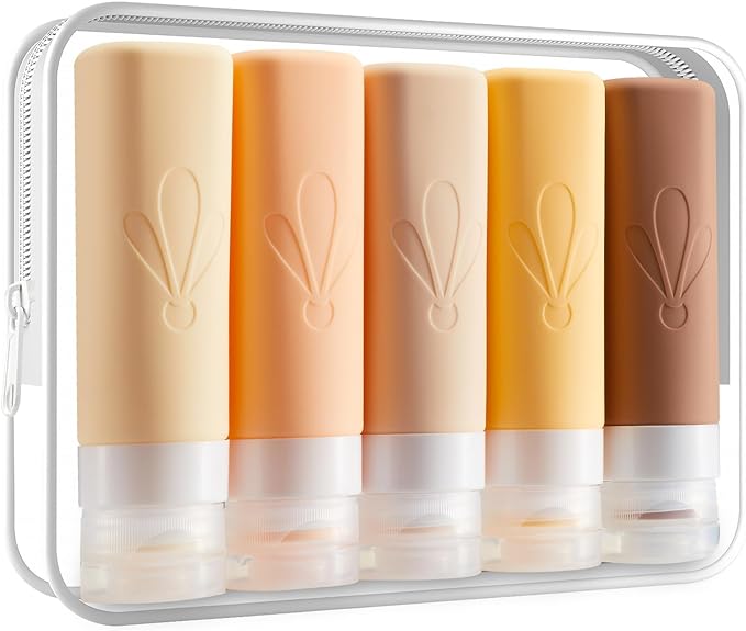 INSFIT Travel Bottles for Toiletries, TSA Approved 3oz Travel Size Toiletries, BPA Free Leak Proof Squeezable Silicone Tubes Travel Essentials for Shampoo Conditioner Lotion Soap