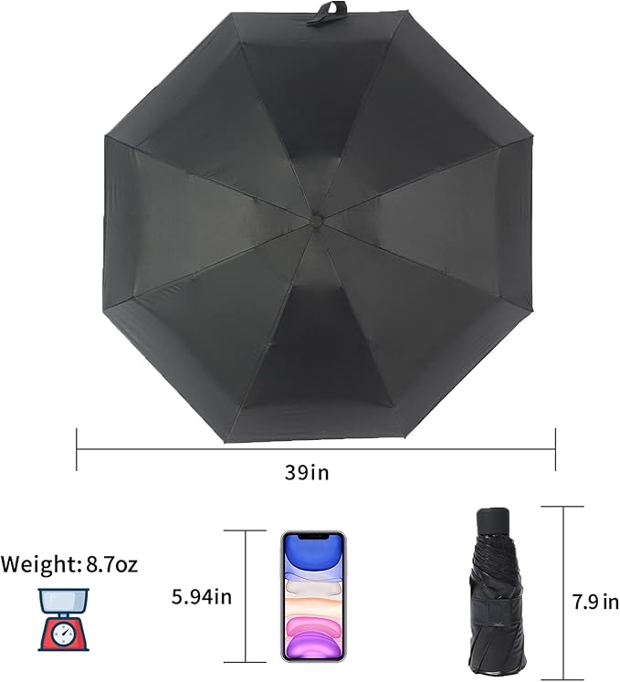 GAOYAING Small Mini Umbrella with Case Light Compact Design Perfect for Travel Lightweight Portable Parasol Outdoor Sun&Rain Umbrellas 34 Inches