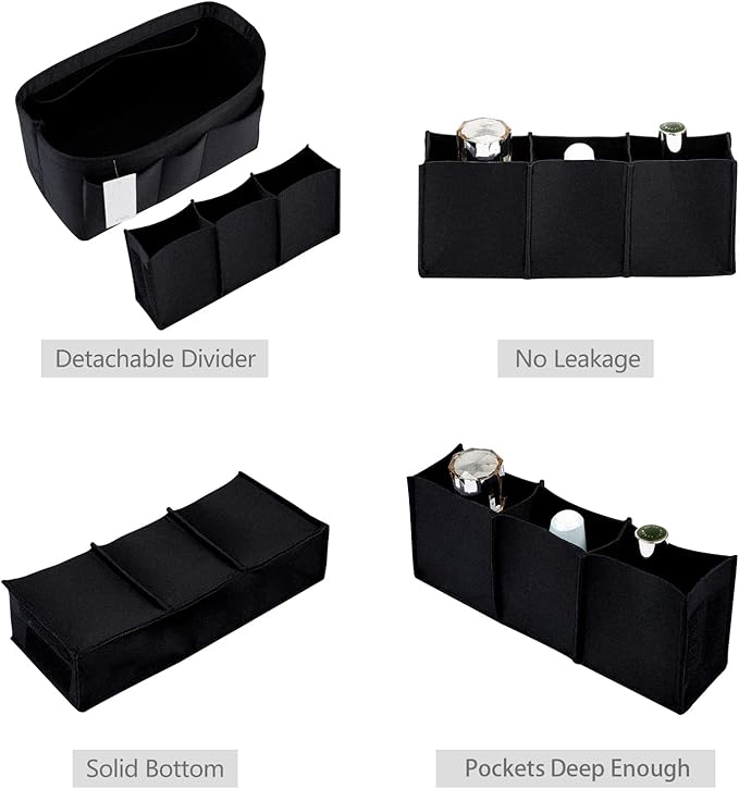 ZTUJO Purse Organizer Insert, Felt Bag Organizer For Handbag Purse Organizer,13 Colors, 6 Size (X-Large, Silky Black)