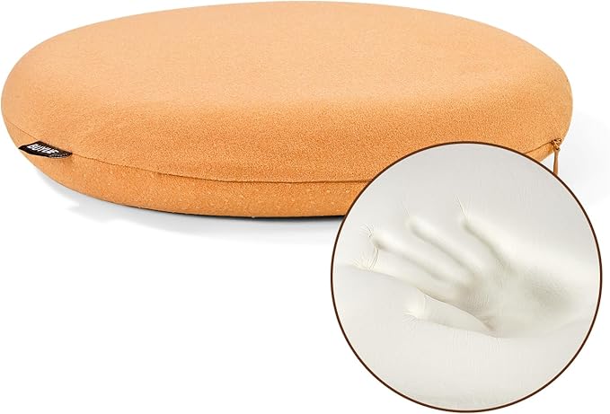 BUYUE Memory Foam Seat Cushion, Dia 13" Soft Velvet Round Stool Cushion Anti-Slip Chair Pads, S, Orange