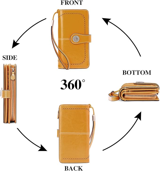 SENDEFN Wallets for Women Leather Credit Card Holder with RFID Blocking Large Capacity Wristlet | with RFID Blocking, Large Capacity, Wristlet, with RFID Blocking, Large Capacity, Wristlet
