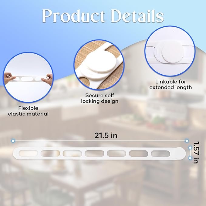Silicone Latch Strap for Slow Cooker Lid, Pot & Food Storage - 2-Pack White, Reusable Universal Lid Lock & Adjustable Silicone Straps for Cooking
