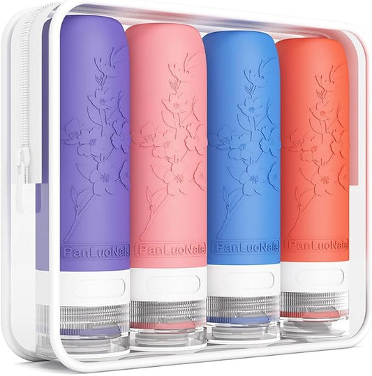TSA Approved Silicone Travel Bottles Set, Leak-Proof Containers for Toiletries, Travel Size Essentials for Airplane & Vacation (Orange)