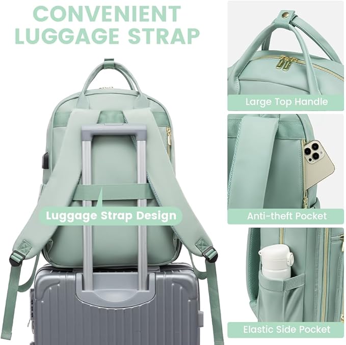LOVEVOOK Laptop Backpack for Women, Water Resistant Travel Work Backpacks Purse Stylish College Business Teacher Nurse Computer Bag with USB Charging Port, Fits 15.6" Laptop