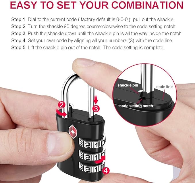 ZHEGE TSA Locks for Luggage, 3 Dial Zipper Travel Lock with Cable (30 in) for Suitcase, Backpack, Baggage (Rose Gold, 2 Pack)