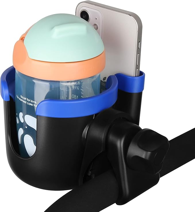 Accmor Stroller Cup Holder with Phone Holder, Bike Cup Holder, Universal Cup Holder for Uppababy Nuna Doona Strollers, 2-in-1 Cup Phone Holder for Stroller Bike Wheelchair Walker Accessory