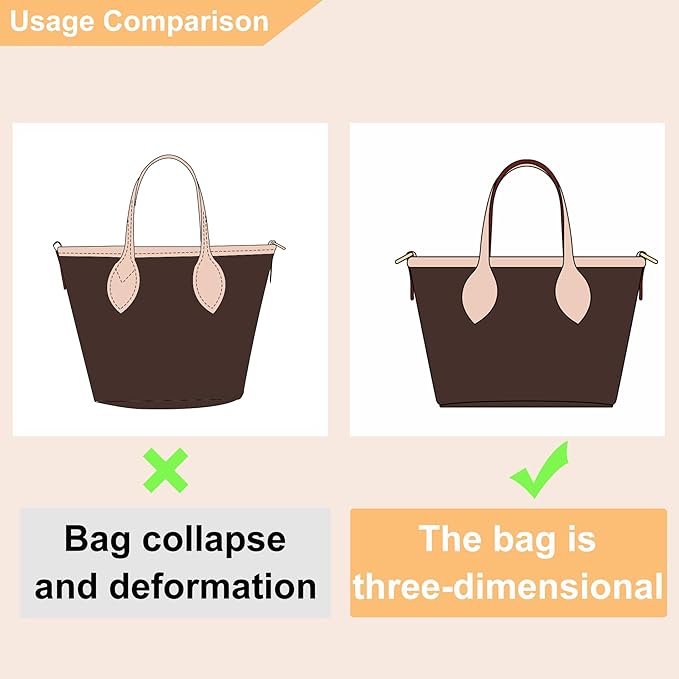 Doxo Upgraded Purse Organizer Insert,Bag Organizer Insert for Lv Neverfull BB/Mini and More, Ultra-lightweigt Waterproof DupontPaper, Keeps Tote Handbags Shaped & Neat (BB,zipper)