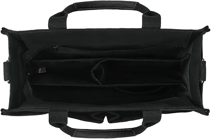 FIORETTO Canvas Tote Bag for Women with Zipper Closure & Individual Compartments for Work College for Teacher & Nurse