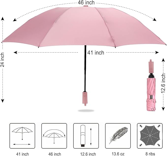 LANBRELLA Compact Reverse Folding Umbrella Auto Windproof Travel Umbrella