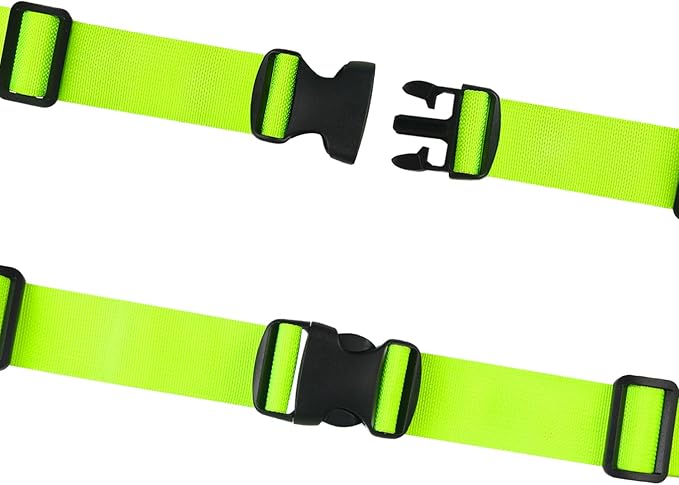 MAGARROW 1.5" Utility Luggage Straps with Buckle Adjustable, 4-Pack (Neon Green, 1.5 in x 3.2 ft)