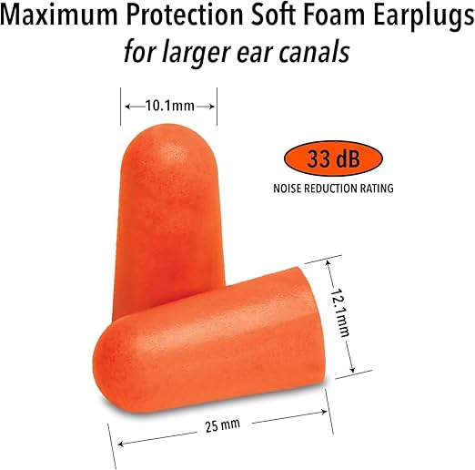 Mack’s Maximum Protection Soft Foam Earplugs – 40 Pair, 33 dB Highest NRR – Comfortable Ear Plugs for Sleeping, Snoring, Loud Concerts, Motorcycles and Power Tools | Made in USA