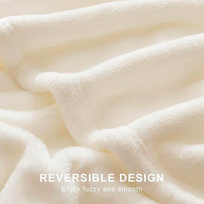 Hansleep Fleece Beige Full Blanket, Super Soft Flannel Fuzzy Plush Cozy Blanket for All Seasons, Beige, Full 84x90 Inches