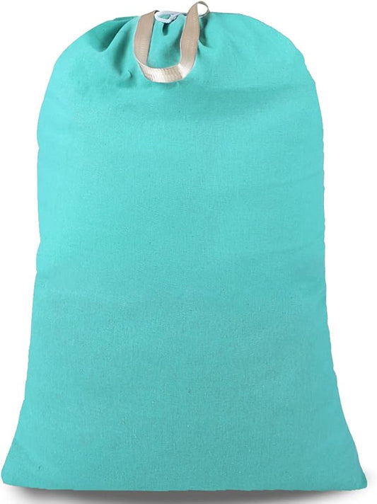 Heavy Duty Laundry Bag with Drawstring and Handle, Extra Large Travel Dirty Clothes Bag for Laundromat and Household, Durable Rip-Stop Laundry Hamper Liner, 28 x 40 Inch by SANFERGE, Turquoise