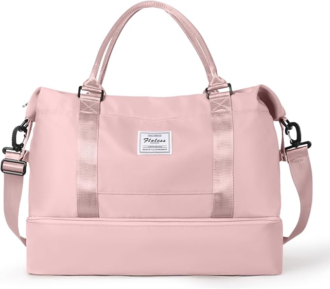 HYC00 Travel Duffel Bag,Carry-on Overnight Weekender Bags for Women,Sports Tote Gym Bag with Wet Pocket