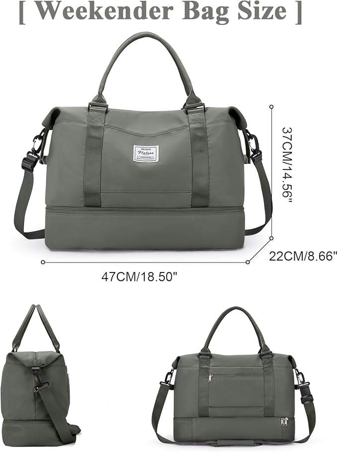 Travel Duffel Bag with Shoes Compartment, Carry on Overnight Weekender Bags for Women, For Spirit Airlines 18x14x8 Personal Item Bag