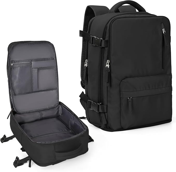 coowoz Travel Backpack For Women Men Airline Approved,Black Carry On Backpack,Large Hiking Laptop College Backpacks Waterproof Outdoor Sports Rucksack Casual Daypack Fit 15.6 Inch Backpacks