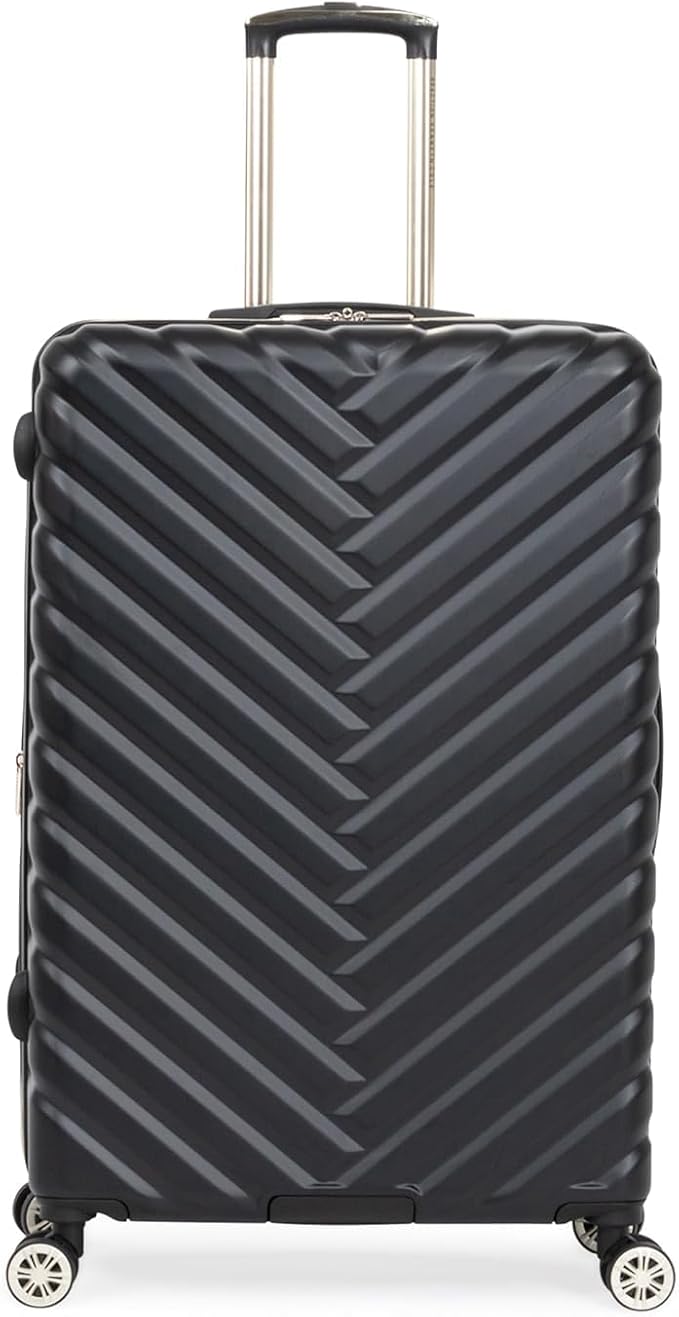 Kenneth Cole REACTION Madison Square Lightweight Hardside Chevron Expandable Spinner Luggage, Black, (28-Inch Checked)