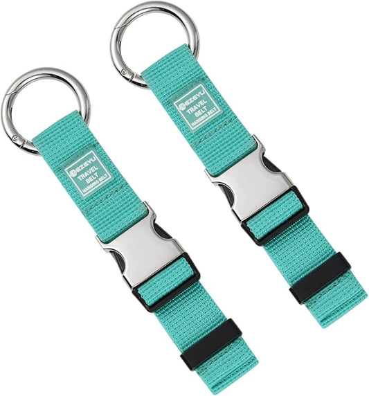 2PCS Heavy Duty Add a Bag Luggage Strap Jacket Gripper,Carry-on Baggage Suitcase Straps Belts Travel Accessories-Cyan
