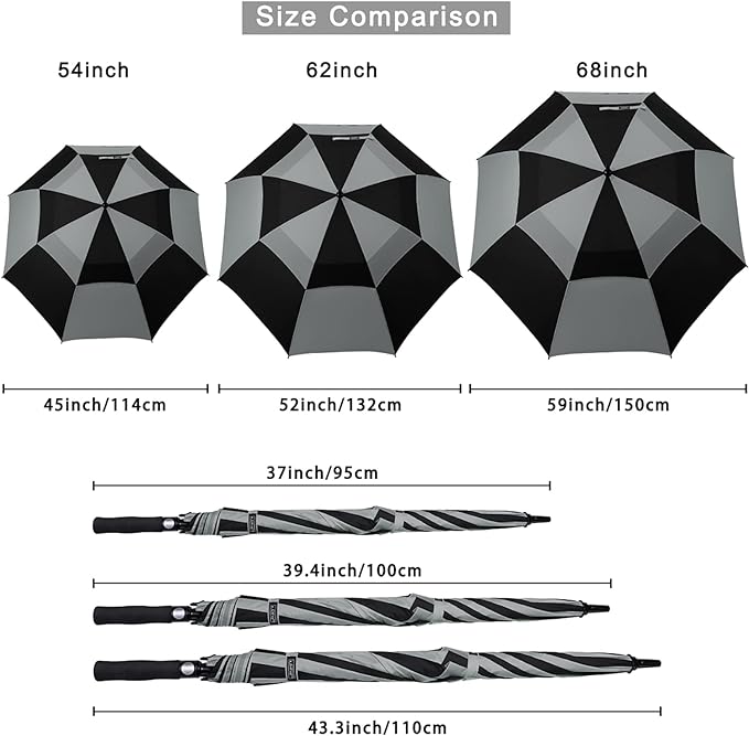G4Free 47/54/62/68/72 Inch Automatic Open Golf Umbrella Oversize Extra Large Double Canopy Vented Windproof Waterproof Stick Umbrellas
