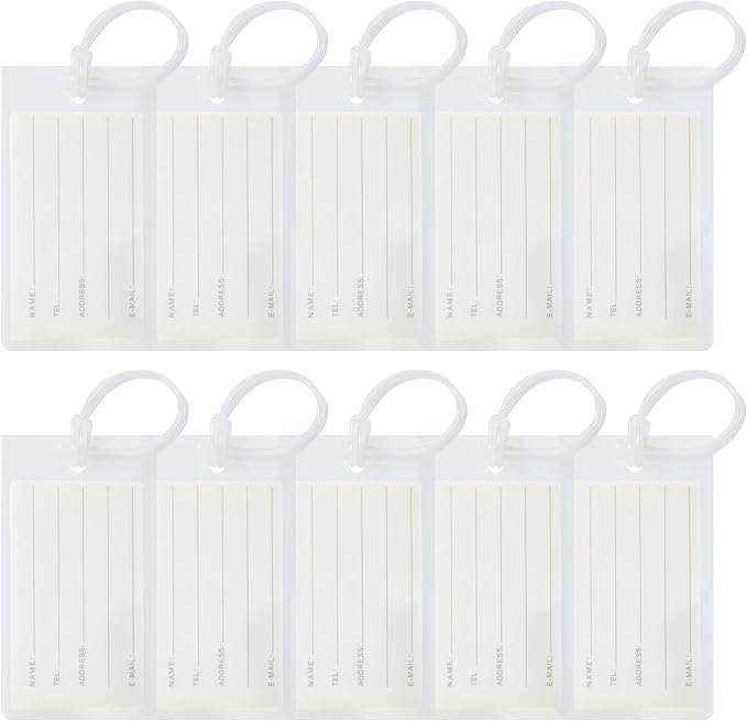 10 Pack Luggage Tags for Suitcases, Airplane Travel Essentials for Flying, International Travel Must Haves, and Luggage Accessories by Sodsay