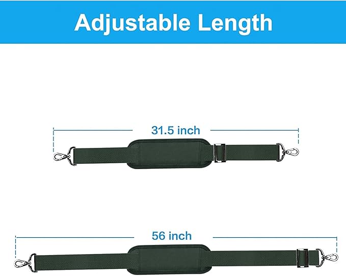 MOSISO 56 inch Shoulder Strap, Adjustable Thick Soft Universal Replacement Non-Slip Fit Padded with Metal Swivel Hooks for Laptop Shoulder Bag/Laptop Messenger Bag/Crossbody Bag, Emerald Green